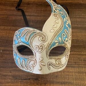 Elegant Blue and White Masquerade Mask